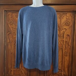 Mens Sweater Northern Isles Silk Cashmere Blend Lightweight Blue XL